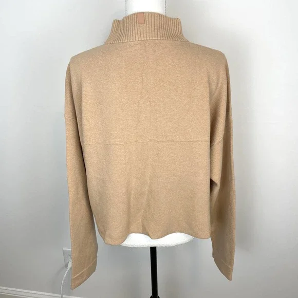 Lunya Cozy Cotton Silk Zip Pullover Sweater In Tranquil Tan Size XL New - Picture 9 of 13